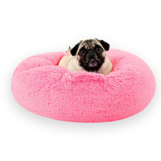 OUTLET przytulne legowisko pluszowe dla psa FUZZY, rozmiar: Ø 70cm, kolor: różowy