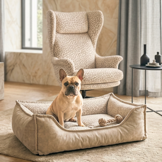 Seria PREMIUM – design i luksus - ortopedyczne legowisko LEOPARD GLAM