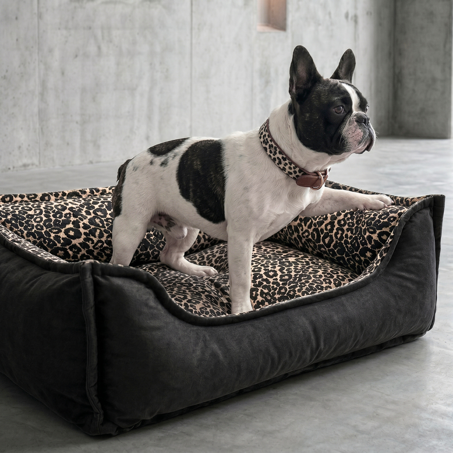 Seria PREMIUM – design i luksus - ortopedyczne legowisko LEOPARD GLAM