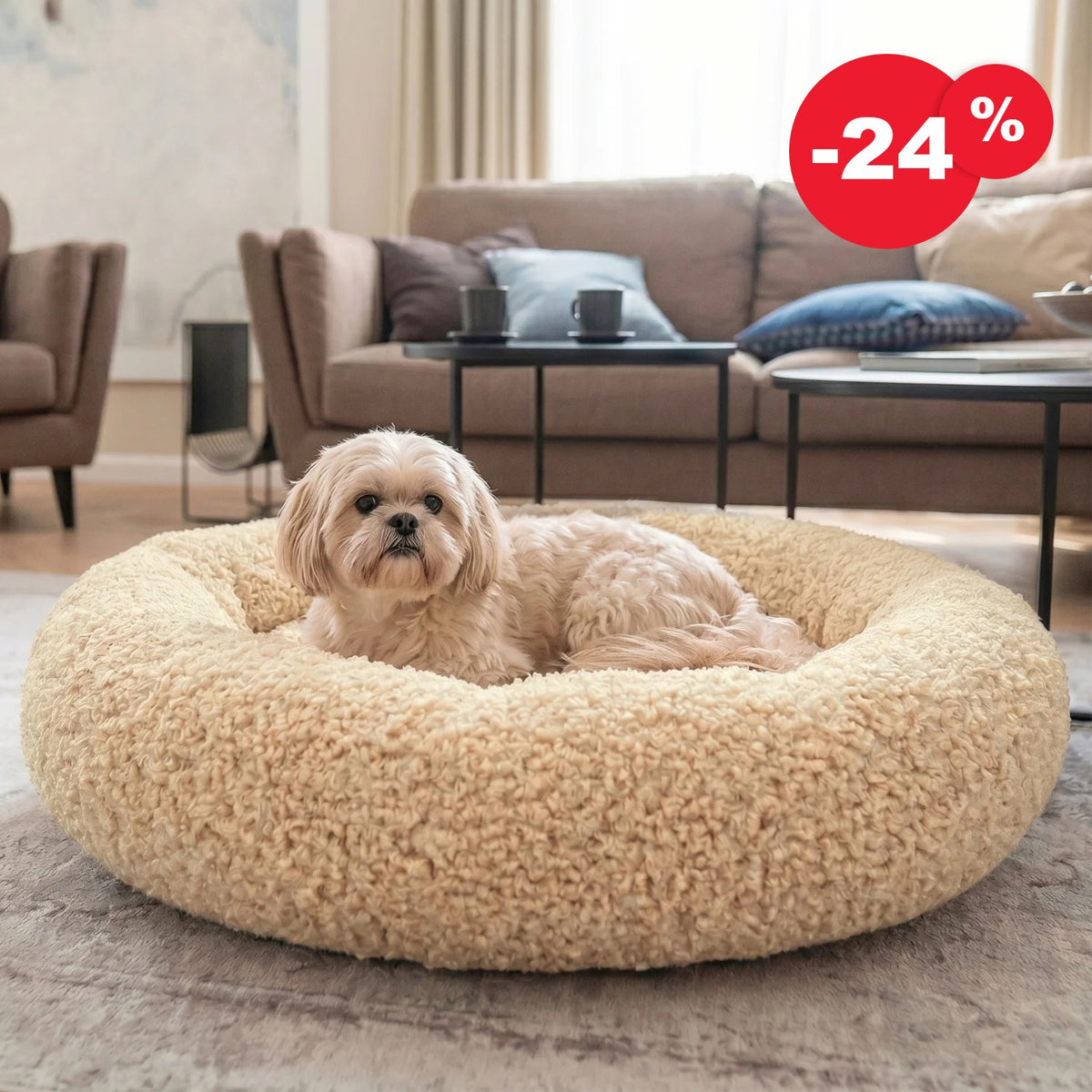 Outlet przytulne legowisko dla psa Mia, rozmiar 70 cm, kolor: beż