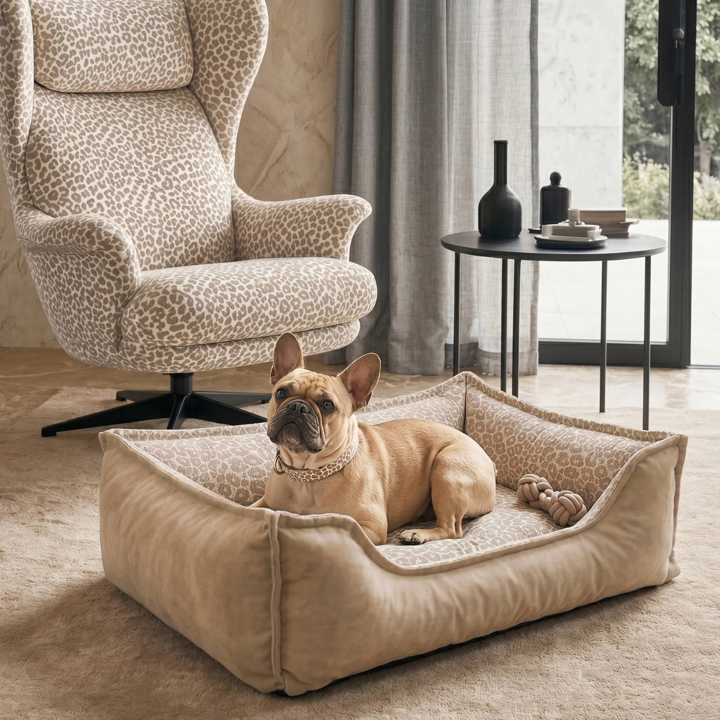 Seria PREMIUM – design i luksus - ortopedyczne legowisko LEOPARD GLAM